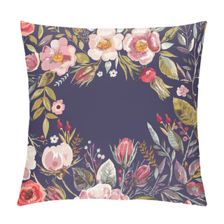 Personality Background With Hand Drawn Floral Wreath. Pillow Covers
