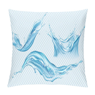 Personality  Water Splash Set. Aqua Liquid Dynamic Motion. Pillow Covers