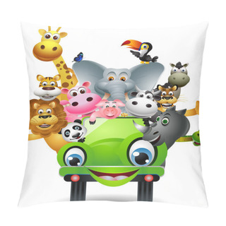 Personality  Funny Animal Cartoon Set In Green Car Pillow Covers