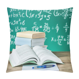 Personality  School Textbooks On A Desk Pillow Covers