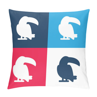 Personality  Big Toucan Blue And Red Four Color Minimal Icon Set Pillow Covers