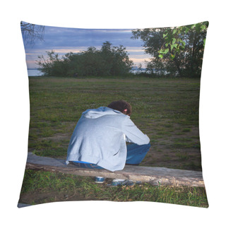 Personality  Sad Young Man Outdoor Pillow Covers