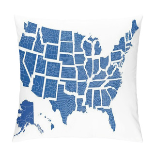 Personality  Map Of USA With Different States Pillow Covers