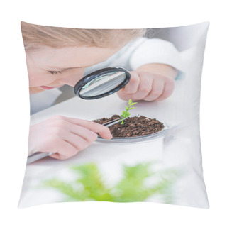 Personality  Girl With Green Plant In Lab  Pillow Covers