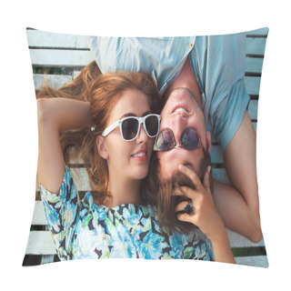 Personality  Portrait Of Young Perfect Couple Lay Pillow Covers