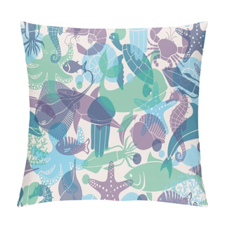 Personality  Seamless Background With Marine Life Pillow Covers