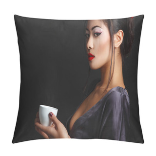 Personality  Young Asian Woman And Tea Ceremony Pillow Covers