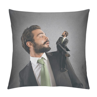 Personality  Businessman And His Conscience Pillow Covers