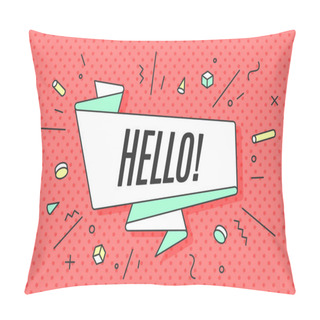 Personality  Ribbon Banner With Text Hello Pillow Covers