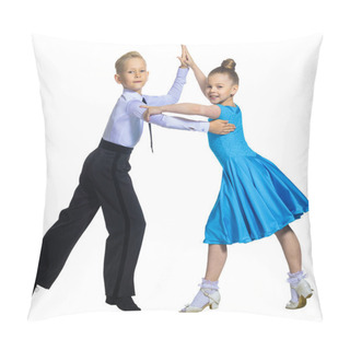 Personality  Sports Ballroom Dancing. Couple Of Dancers, Boy And Girl In Costumes For Ballroom Dancing. Isolat Pillow Covers