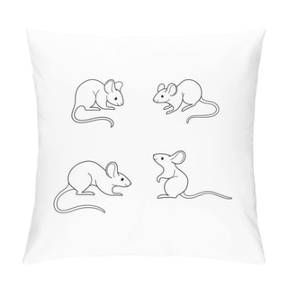 Personality  Cartoon Mouse Sketch Line Icon. Cute Animals Set Of Icons. Pillow Covers