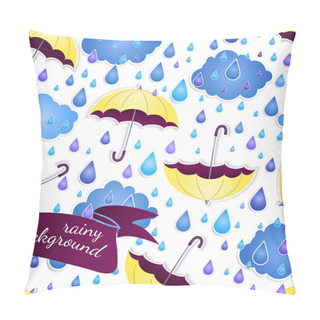 Personality  Seamless Background With Umbrellas And A Rain. Pillow Covers
