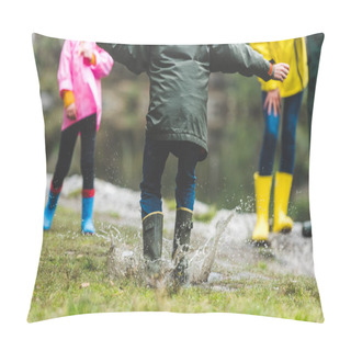 Personality  Kid Jumping In Muddy Puddle Pillow Covers