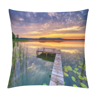 Personality  Beautiful Summer Sunrise Over Lake Pillow Covers