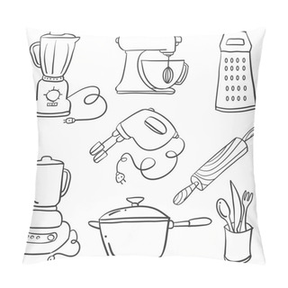 Personality  Doodle Kitchen Set Vector Art Pillow Covers