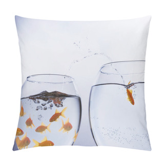 Personality  Goldfish Escaping From Crowded Bowl Pillow Covers