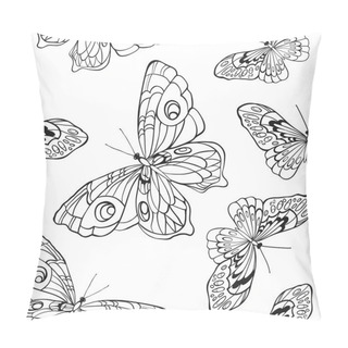 Personality  Seamless Background With Butterflies On White Background Pillow Covers