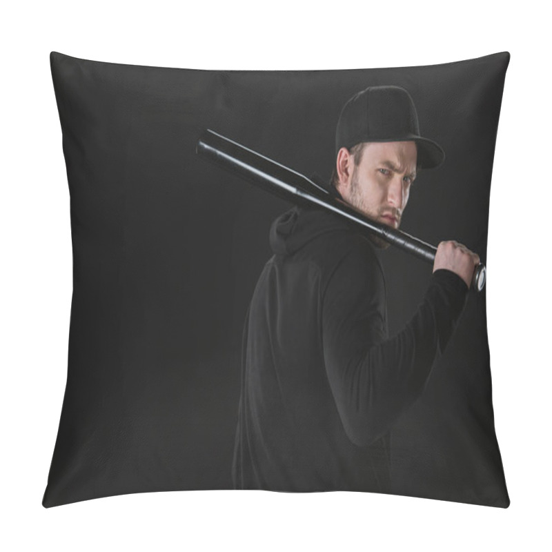 Personality  Young Robber In Zoodie With Baseball Bat Pillow Covers