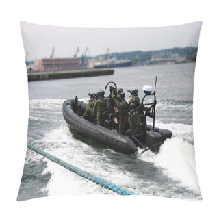Personality  Soldiers Marines ( Sea Commandos ) Boarding A Ship In A Simulated Assault. Pillow Covers