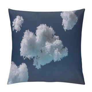 Personality  White Fluffy Clouds Made Of Cotton Wool Isolated On Dark Blue Pillow Covers