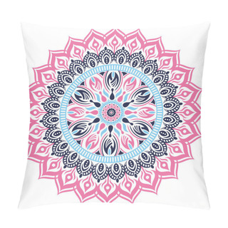 Personality  Abstract Oriental Decorative Flower Mandala Colourful Vector Illustration Pillow Covers