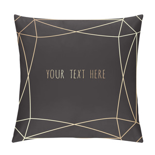 Personality  Golden Polygonal Frame, Geometric, Diamond Shapes On Black Background Pillow Covers