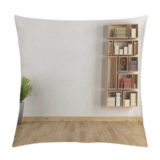 Personality  Empty Interior With Wall Bookcase Pillow Covers