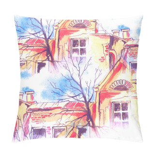 Personality  Spring, Sky, Trees, Houses Pillow Covers