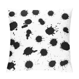 Personality  Ink Black Blot Set. Abstract Stain. Isolate On A White Background Pillow Covers
