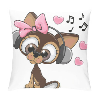Personality  Cute Cartoon Dog With Headphones Pillow Covers