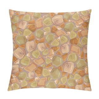 Personality  Seamless Pattern - Stones Background In Brown And Green Colors.  Pillow Covers