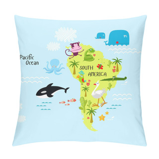 Personality  South America Continent With Animals Pillow Covers