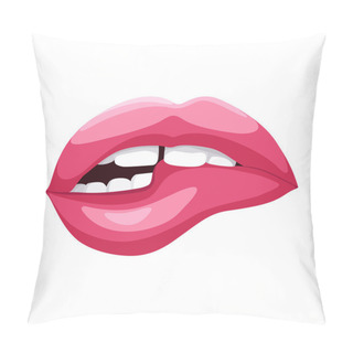 Personality  Female Mouth Biting Her Lips Pillow Covers