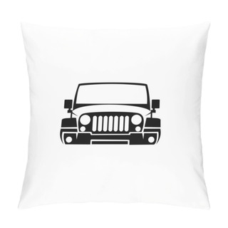 Personality  Jeep Vector Icons, Summer Trips And Holidays, Adventure And Crossover Concepts. Vector Sketch Illustration For Print, Web, Cellular, And Vector With A White Background. Pillow Covers