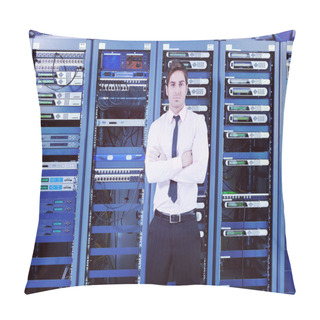 Personality  Young Handsome Business Man  Engeneer In Datacenter Server Room Pillow Covers