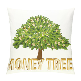 Personality  Money Tree Isolated On White Background. Vector Illustration Pillow Covers