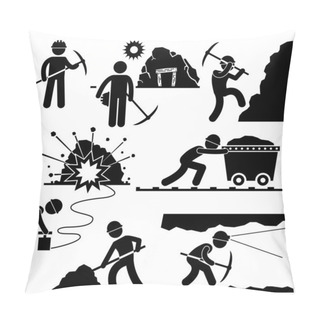 Personality  Mining Worker Miner Labor Stick Figure Pictogram Icon Pillow Covers