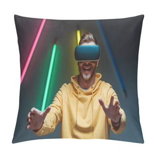 Personality  Young Adult And Handsome Man Playing In Virtual Reality Headset Pillow Covers