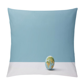 Personality  Small Globe On White Table And Blue Background Pillow Covers