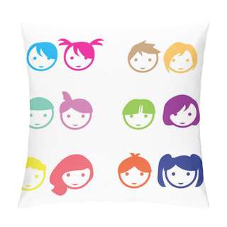 Personality  Cute Little Colorful Cartoon Faces And Couple  Pillow Covers