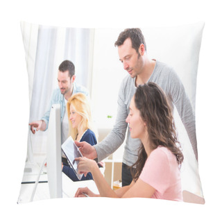 Personality  Young Attractive People Taking A Training Course Pillow Covers