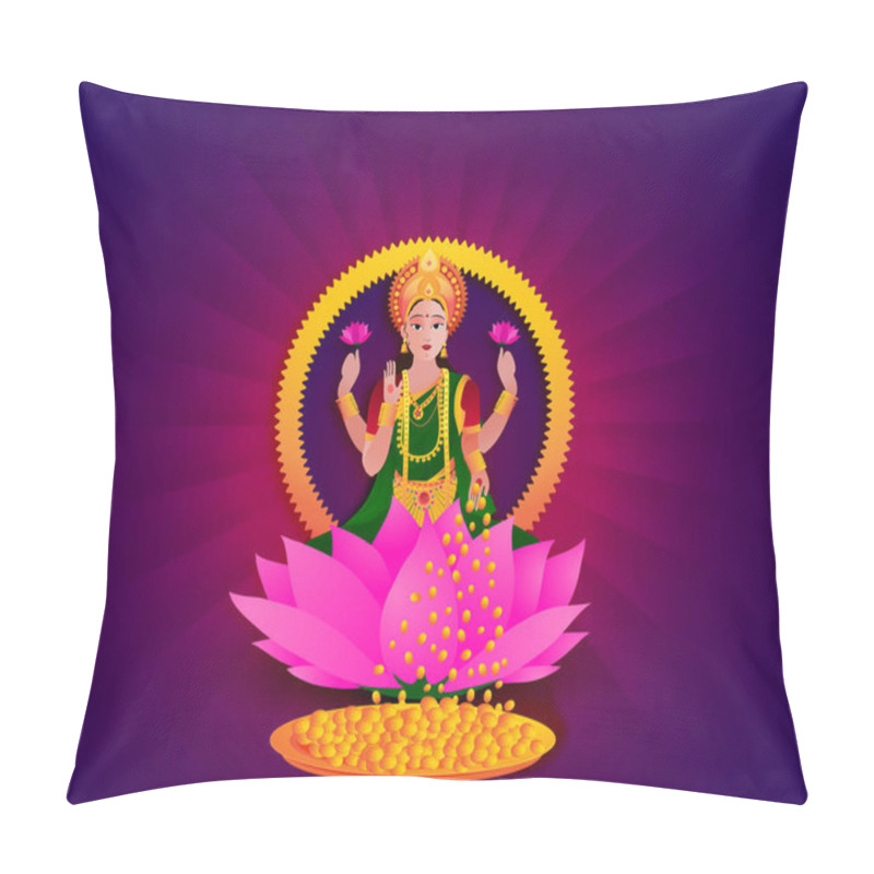 Personality  Hindu Goddess Lakshmi On Lotus Flower. Pillow Covers