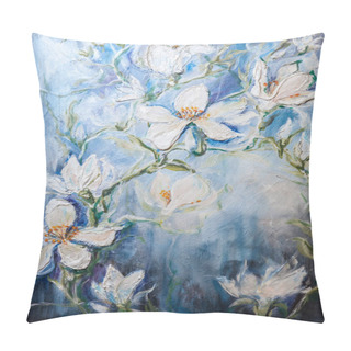 Personality   Abstract Oil Painting Fragment With Blooming Flowers Pillow Covers