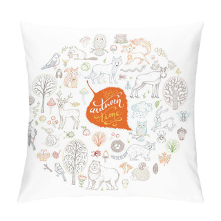 Personality  Set Of Wild Animals And Autumn Woodland Elements. Pillow Covers