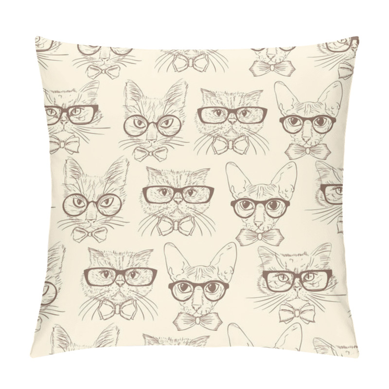 Personality  Cat hipsters seamless pattern pillow covers