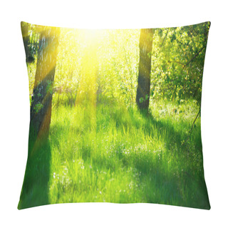 Personality  Spring Nature Scene. Beautiful Landscape. Park With Green Grass  Pillow Covers