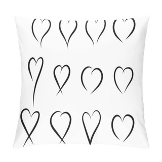 Personality  A Set Of Black Hand Drawn Hearts. Good For Projects. Pillow Covers