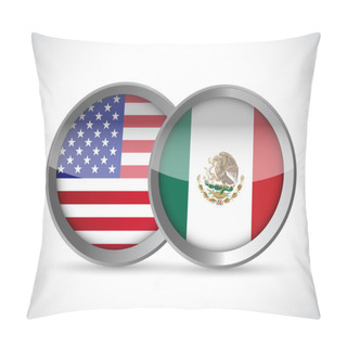 Personality  Usa And Mexico Union Seals Illustration Design Pillow Covers