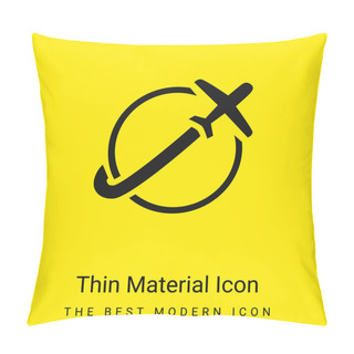 Personality  Airplane Travelling Around Earth Minimal Bright Yellow Material Icon Pillow Covers