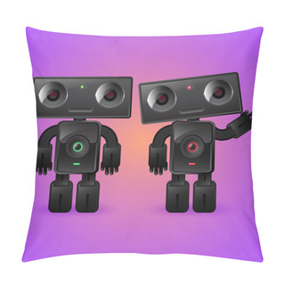Personality  Two Robots. A Man And A Woman. Pillow Covers